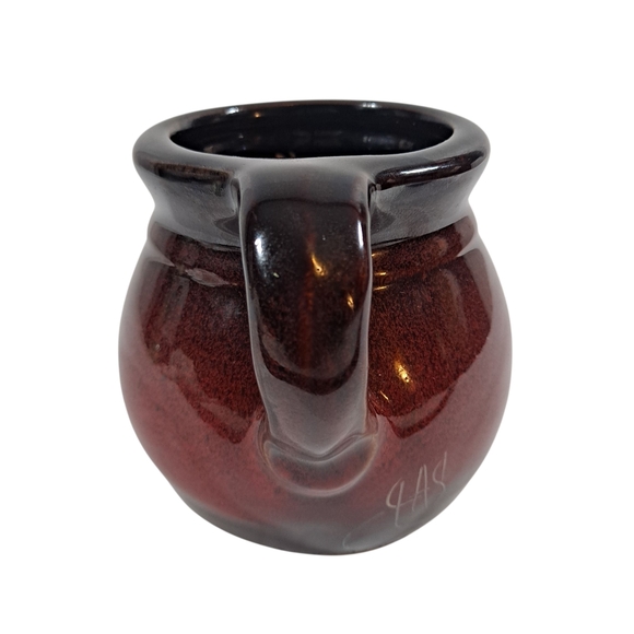 Vintage Drip Glaze Crimson Brown Hand Painted Rooster Mug With Handle Signed - Picture 2 of 9